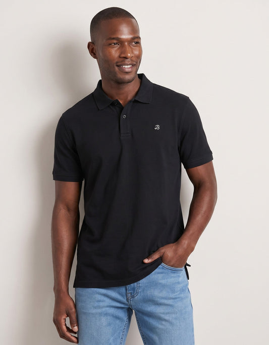 Black Regular Fit Cotton Polo Shirt