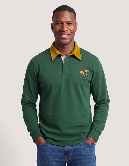 British Green Corduroy Collar Rugby Shirt