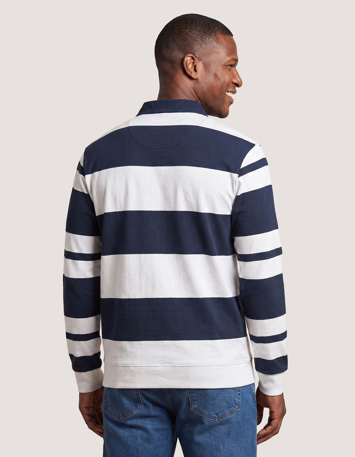 Navy and White Striped Rugby Shirt