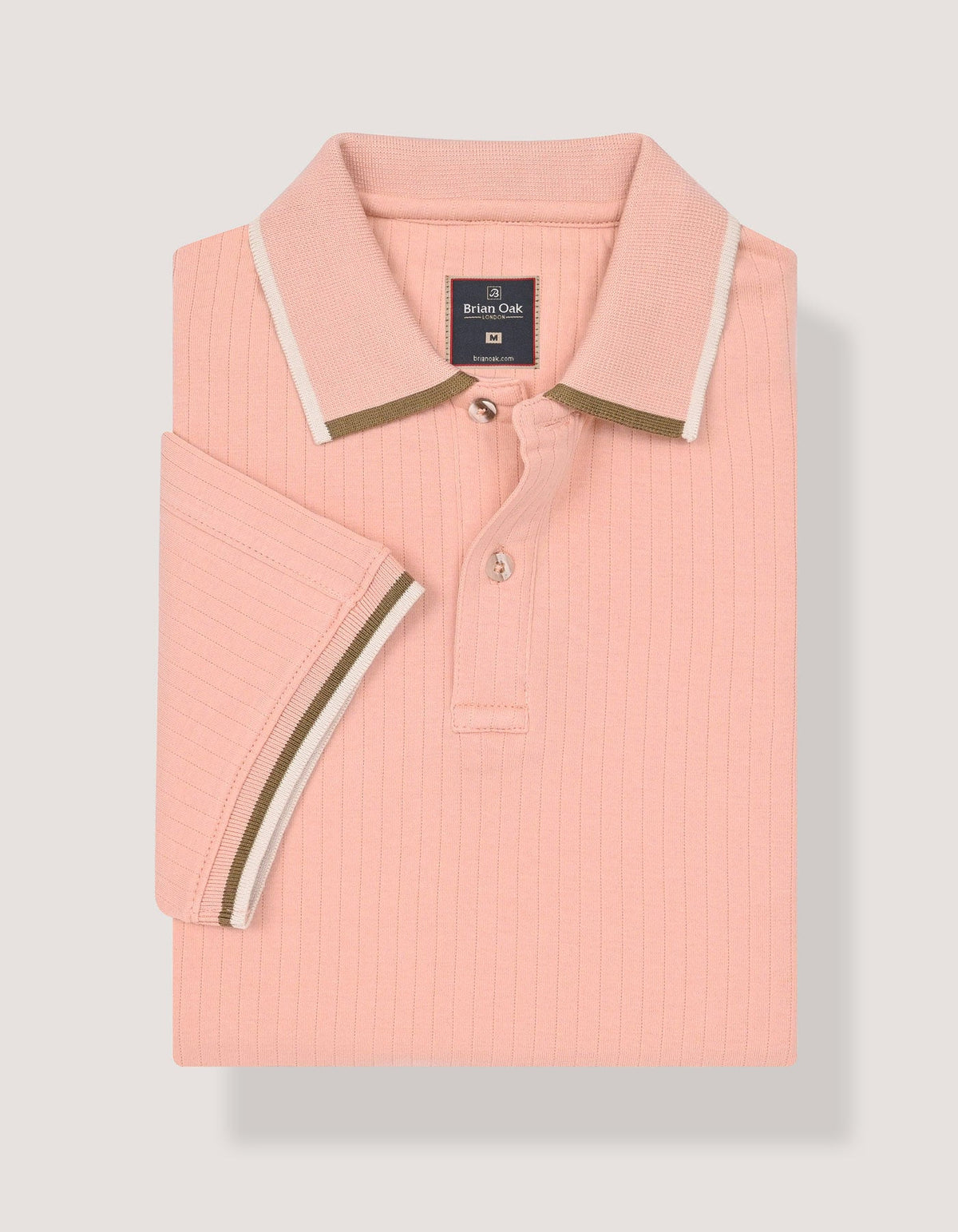 Pink Ribbed Cotton Polo Shirt
