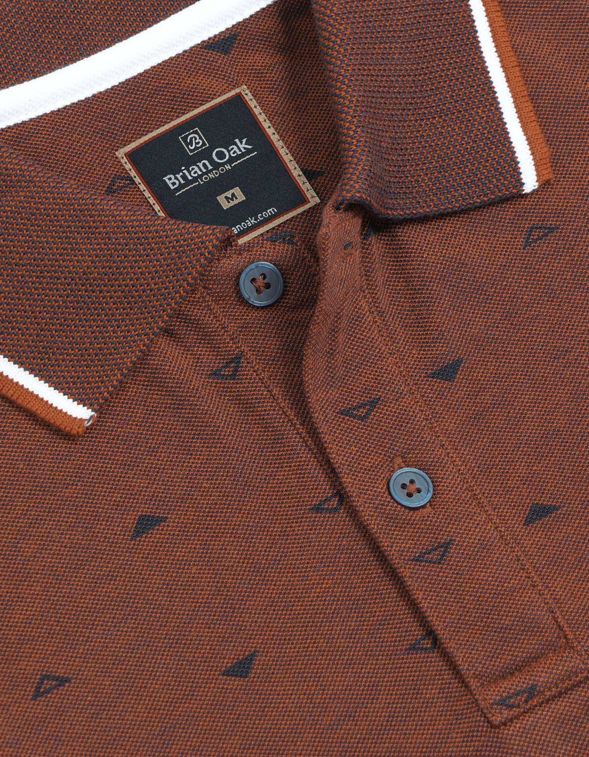 Rust Printed Cotton Polo Shirt