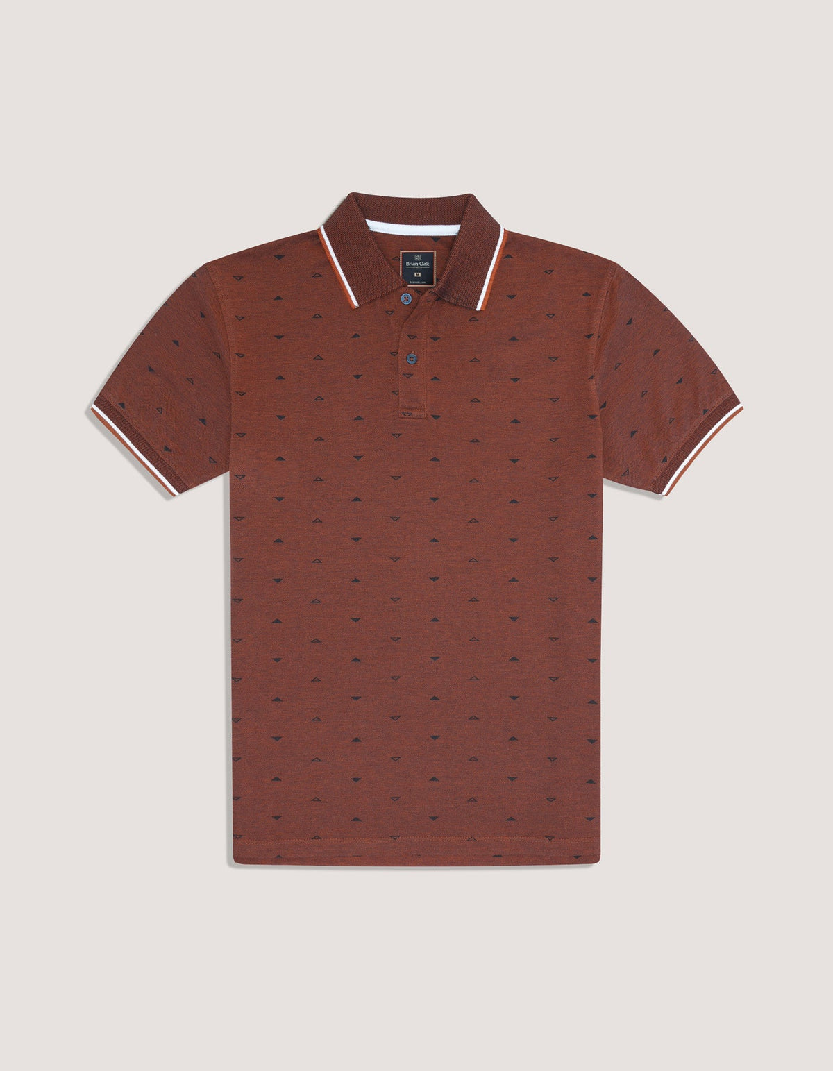 Rust Printed Cotton Polo Shirt
