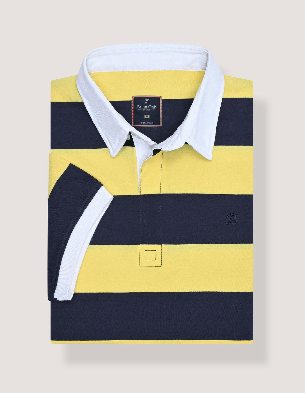 Yellow Striped Contrast Collar Cotton Polo Shirt