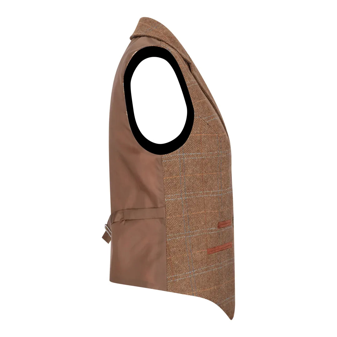 TPSTZ73 - Women's Oak Brown Tweed Blazer Waistcoat
