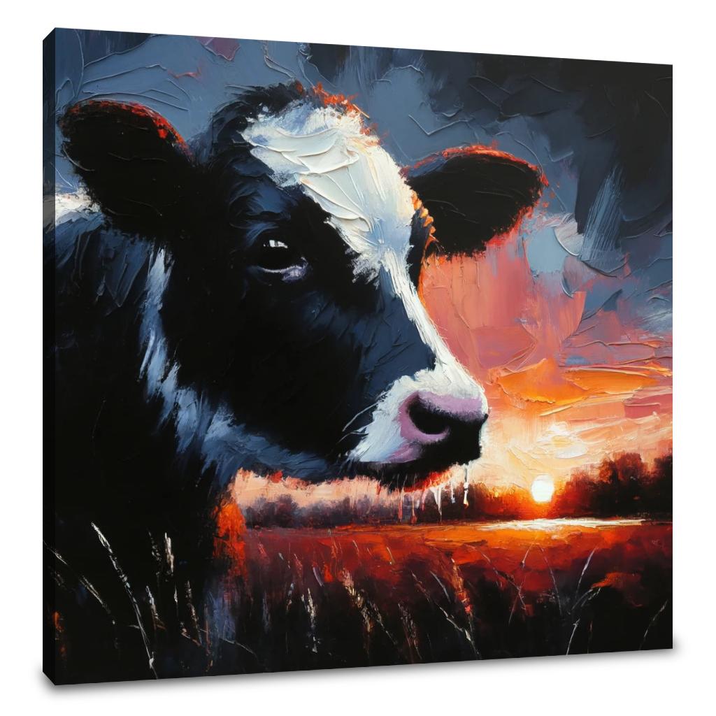 Dusk Solitude Cow Canvas