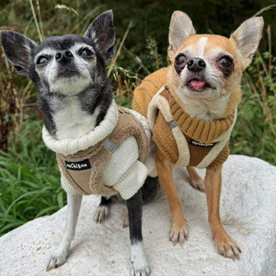 Tiny Trails Step In Soft Touch Suede Effect Faux Fur Lined Puppy and Small Dog Harness Caramel