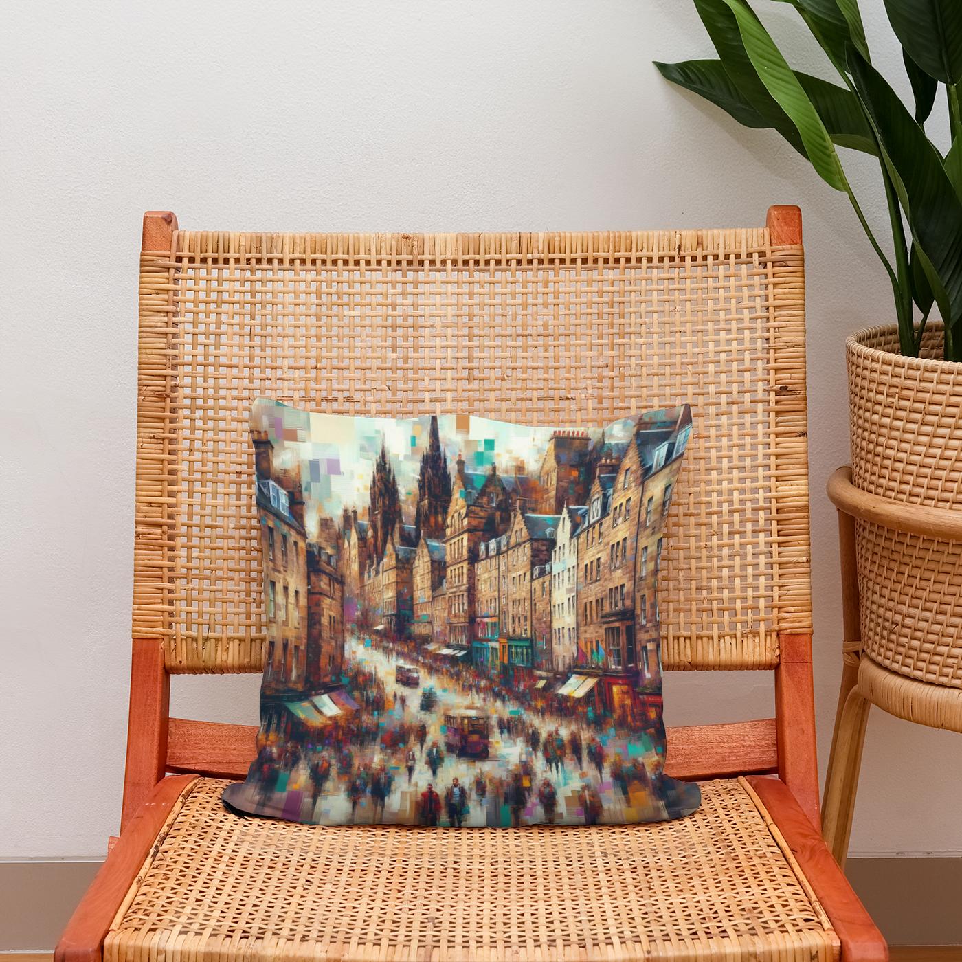 Edinburgh Royal Mile Abstract Essence Cotton Cushion