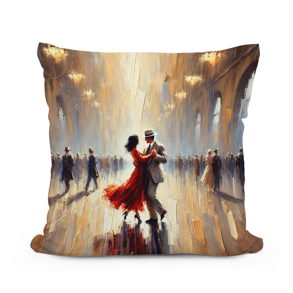 Golden Dance Impressionist Cotton Cushion
