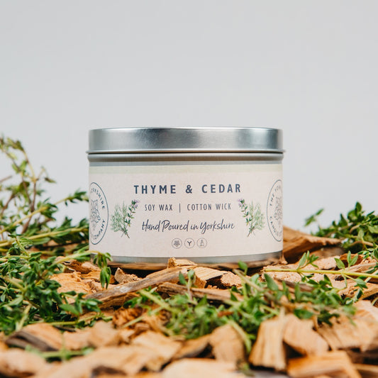 Thyme & Cedar Scented Tin Candle Large