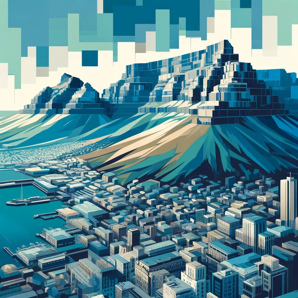 Table Mountain Cubist Canvas