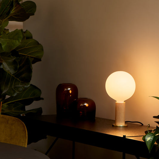 Knuckle Table Lamp in Oak + Sphere IV Set of 2