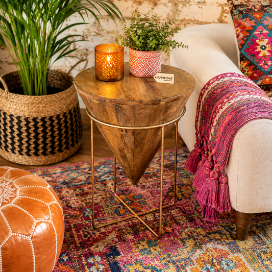 Tamia Wooden Cone Unique Side Table