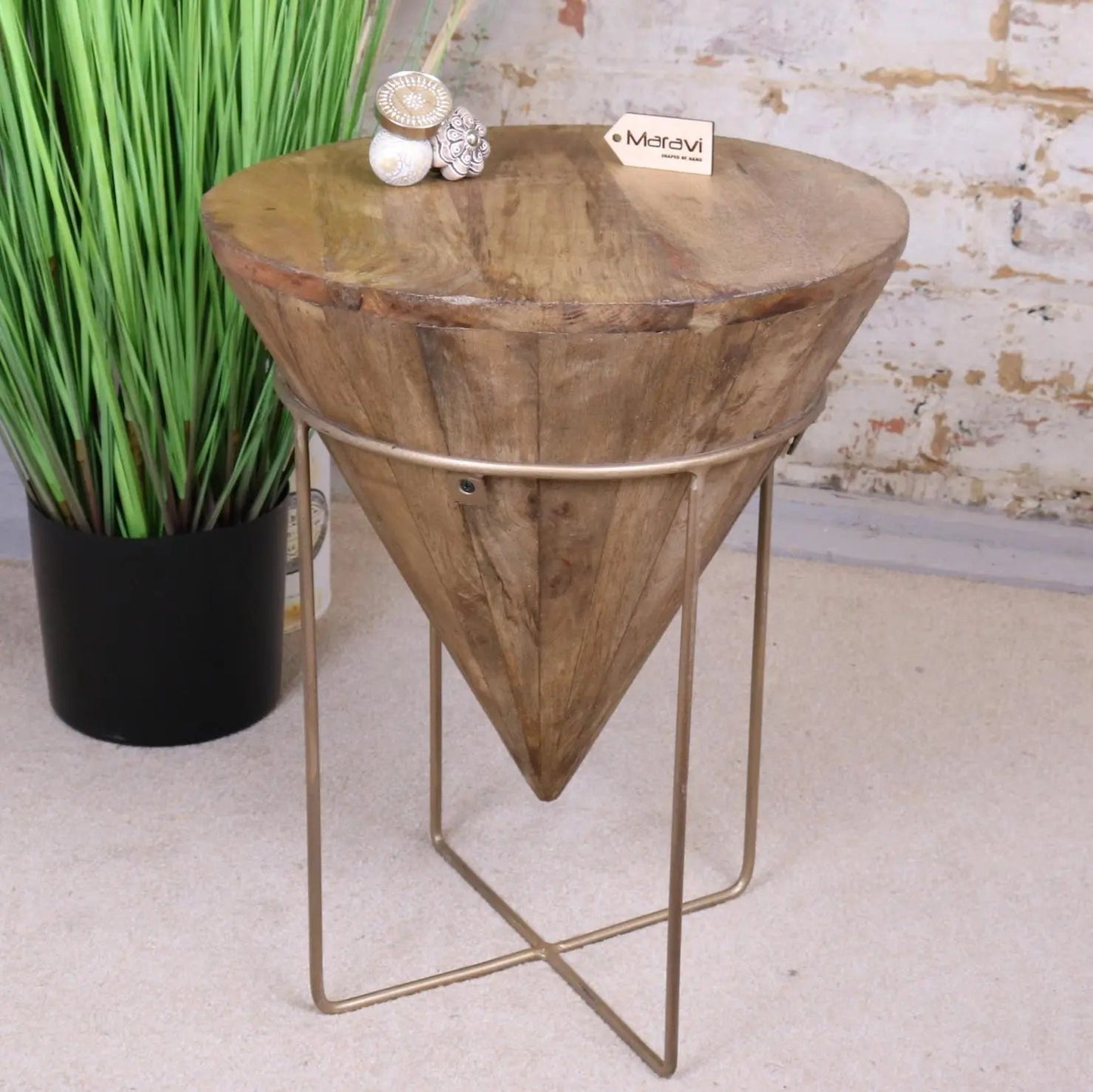Tamia Wooden Cone Unique Side Table