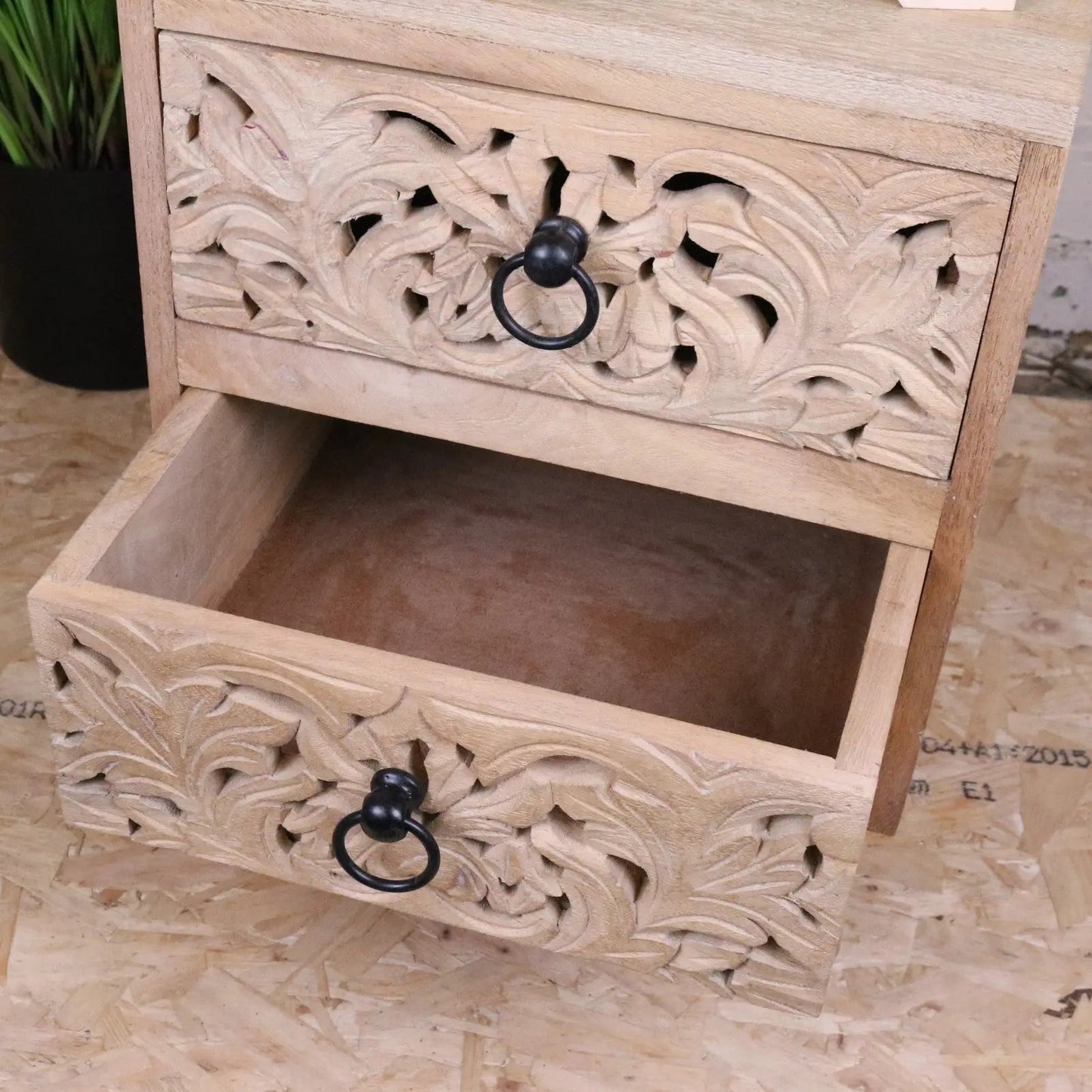 Tanura Mango Wood Bedside Cabinet 2 Drawers