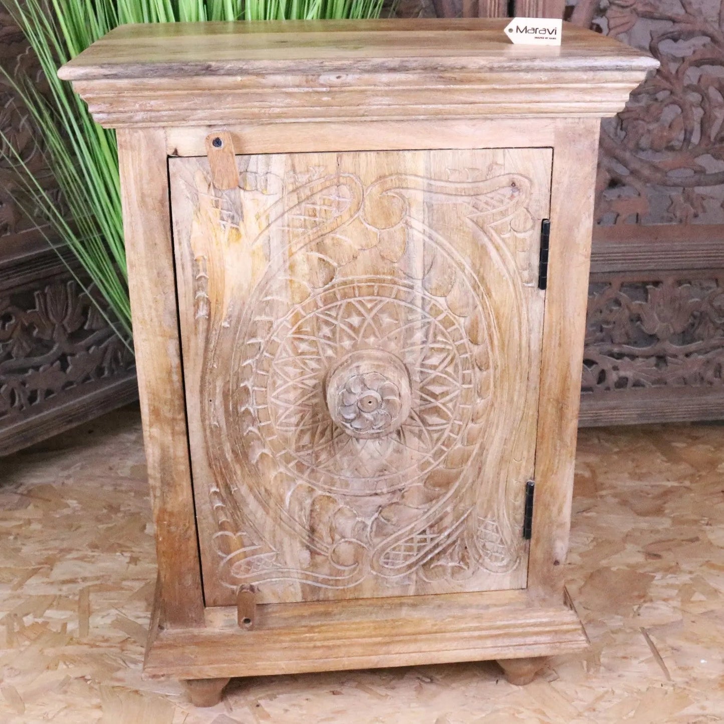 Tarinda Carved Wooden Storage Cabinet