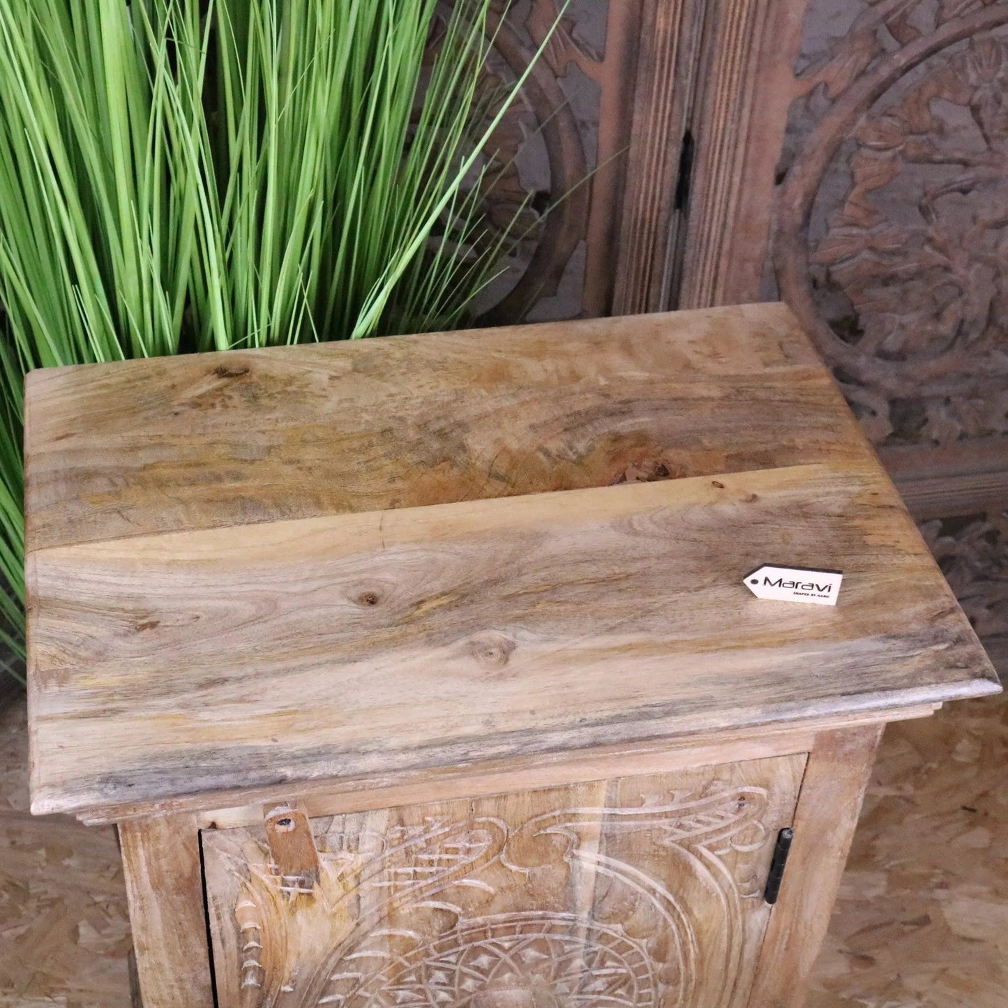 Tarinda Carved Wooden Storage Cabinet