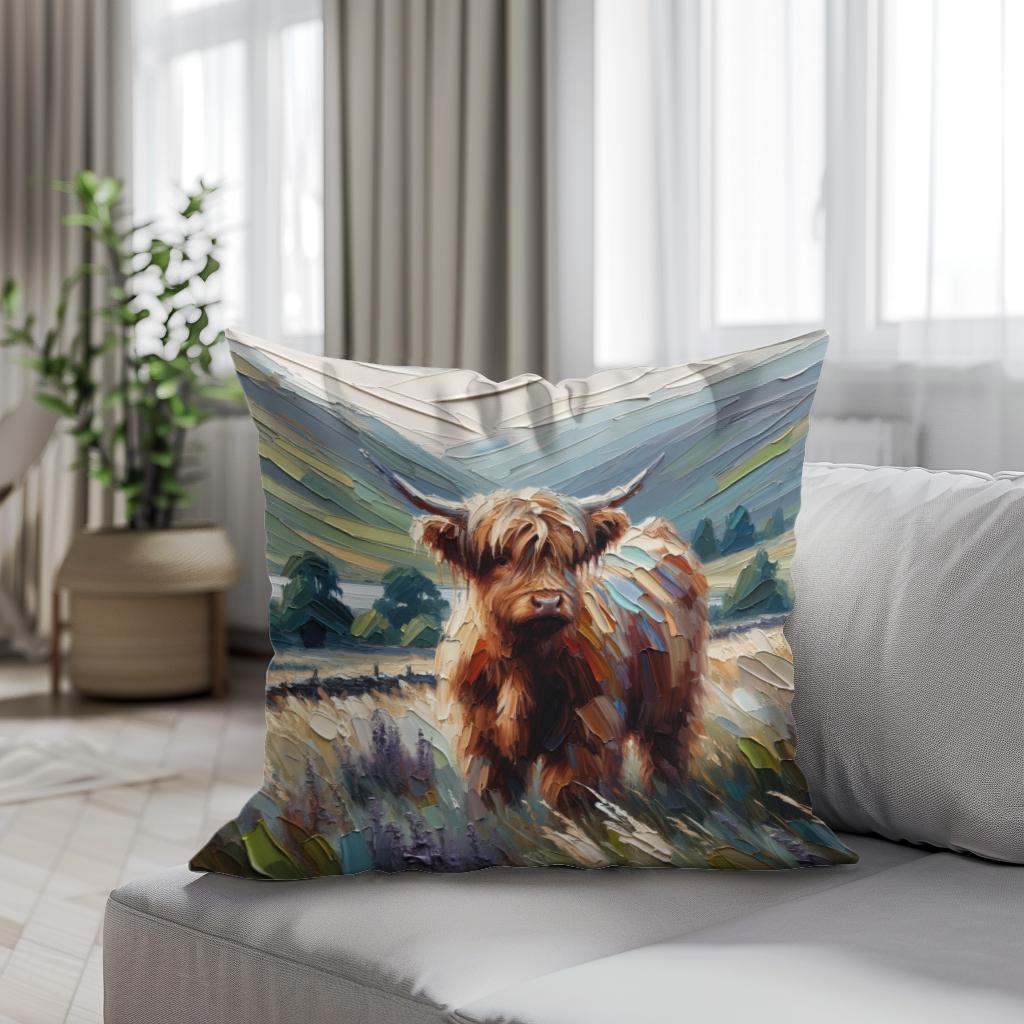 Muted Highland Journey Cotton Cushion