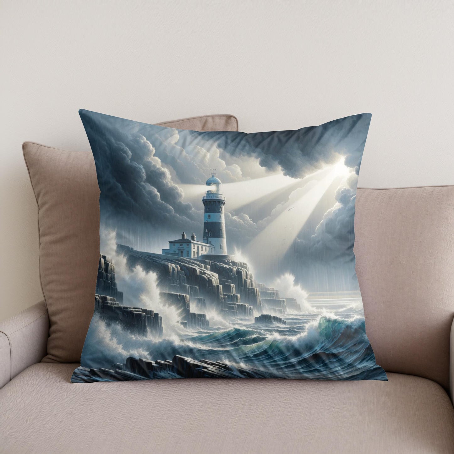 Stormwatch Lighthouse Cotton Cushion