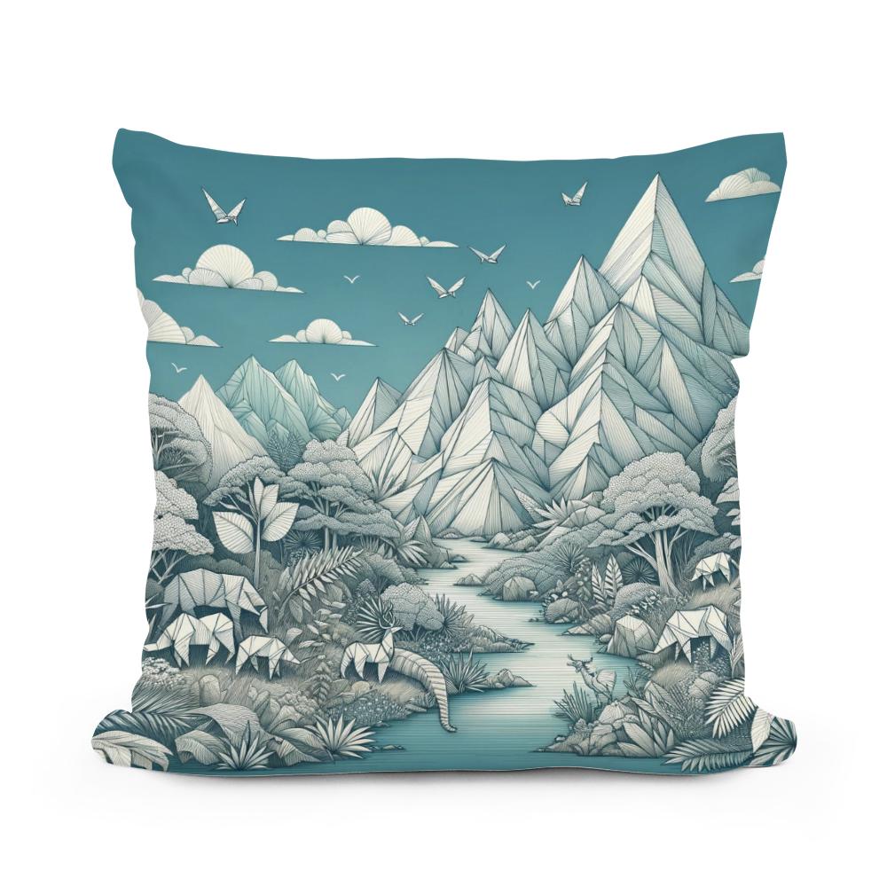 Paper Wilderness Panorama Cotton Cushion