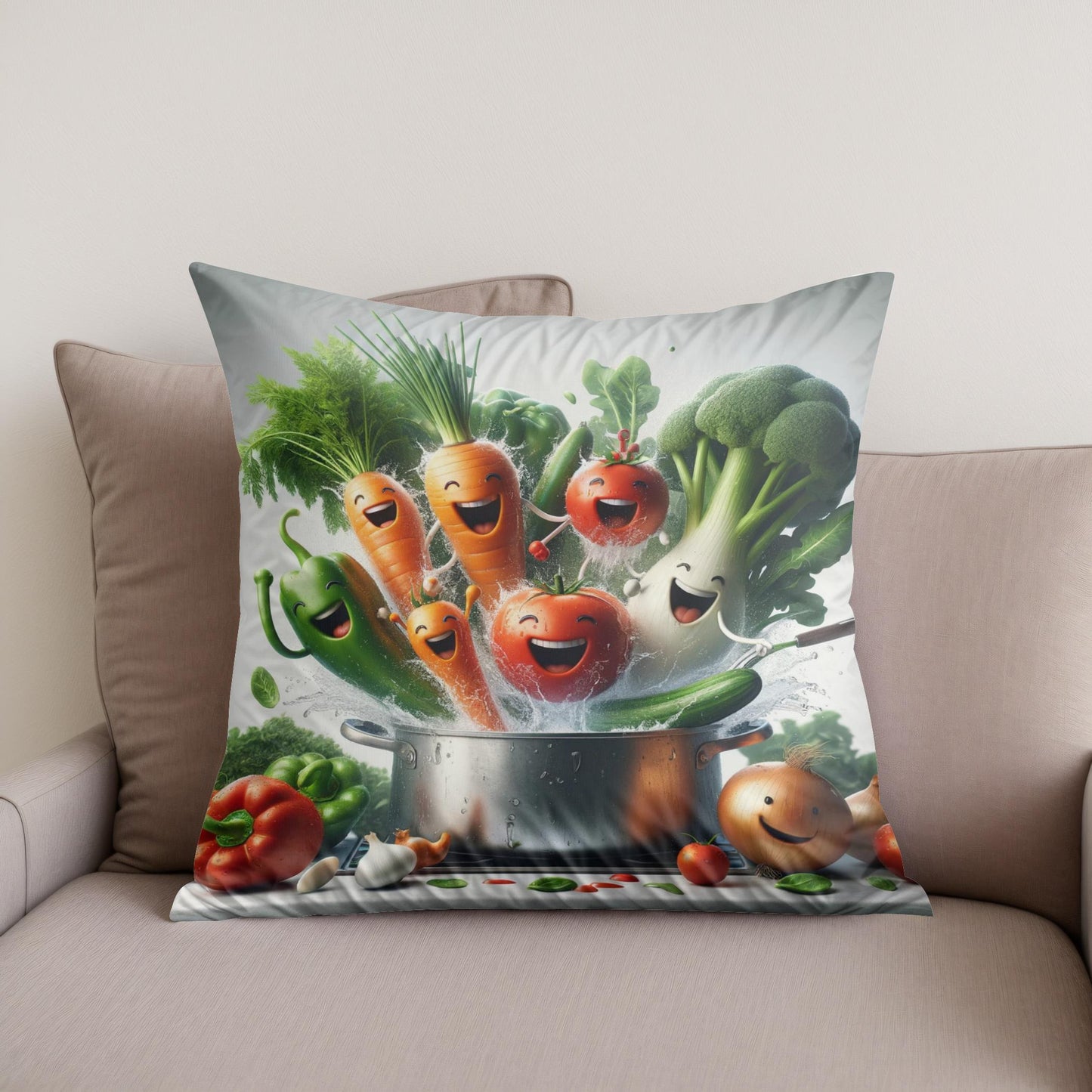 Veggie Splash Kitchen Cotton Cushion