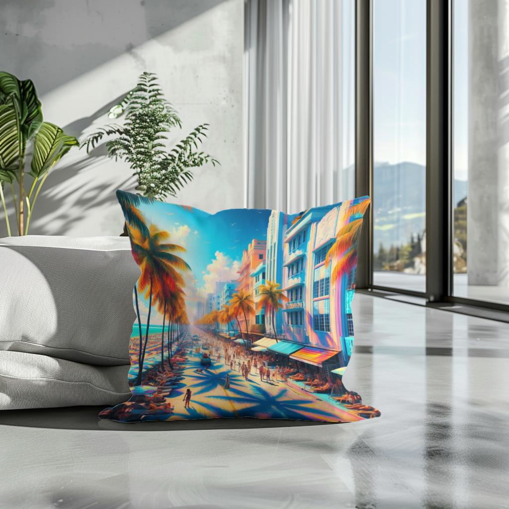 Vibrant Miami Summer Cotton Cushion