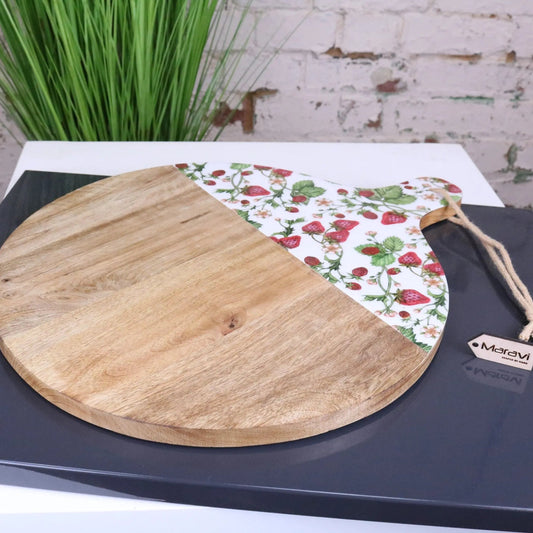 Thaniya Round Chopping Board 48cm Enamel Strawberry Field Design