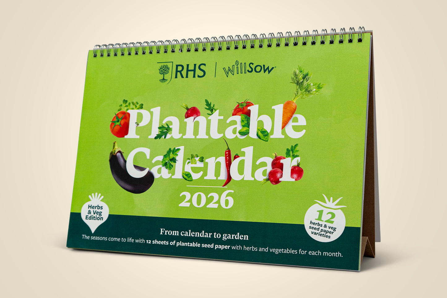 The Foalyard - RHS & Willsow Herbs and Veg Edition A4 and A5 plantable 2026 desk calendar