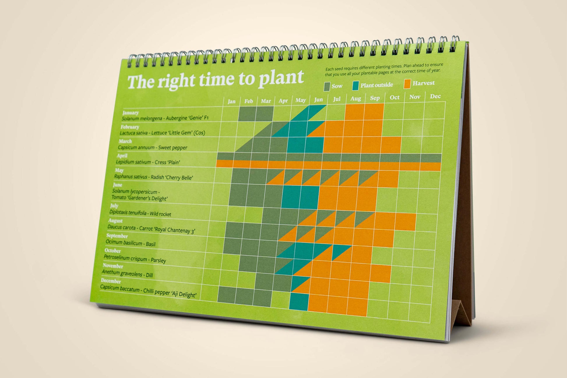 The Foalyard - RHS & Willsow Herbs and Veg Edition A4 and A5 plantable 2026 desk calendars the right time to plant