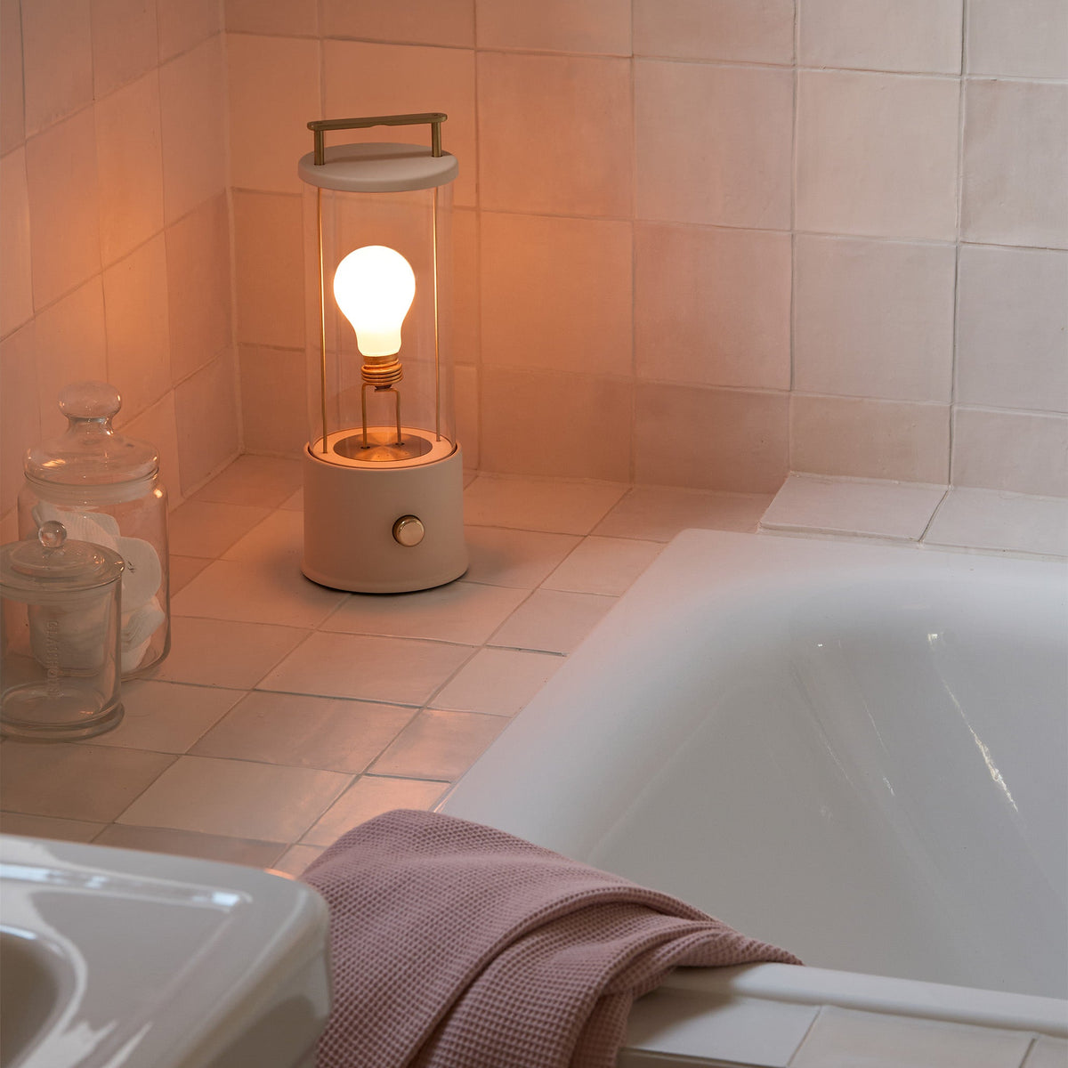 The Muse 1.0 Portable Lamp in Setting Plaster Pink Bundle