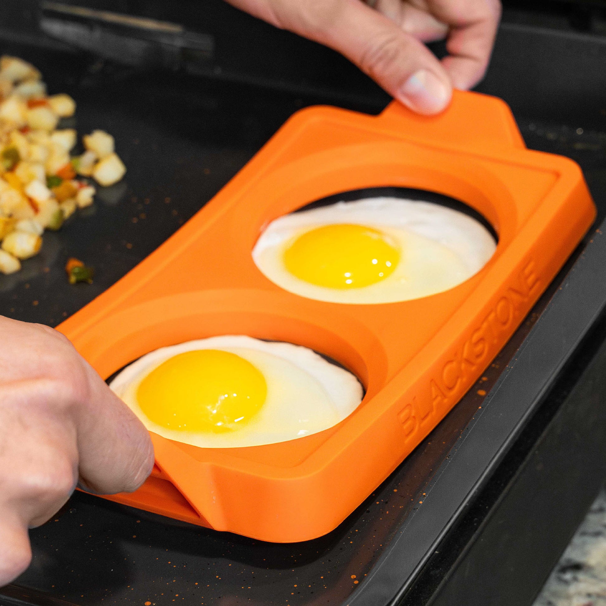 TheFoalyard Blackstone 2 Section Egg Ring Trays - food-grade silicone.