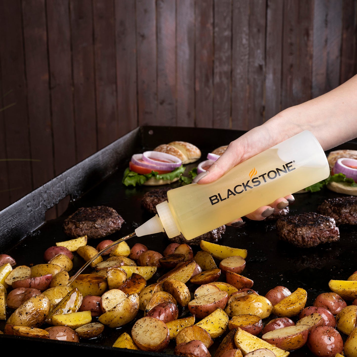TheFoalyard Blackstone 5 Piece Professional Griddle Toolkit - oil bottle