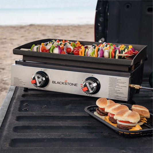 TheFoalyard Blackstone Original 22-inch Tabletop Griddle - beach cooking burgers