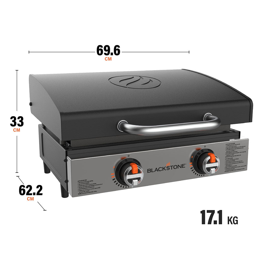 TheFoalyard Blackstone Original 22-inch Tabletop Griddle with Hood - dimensions