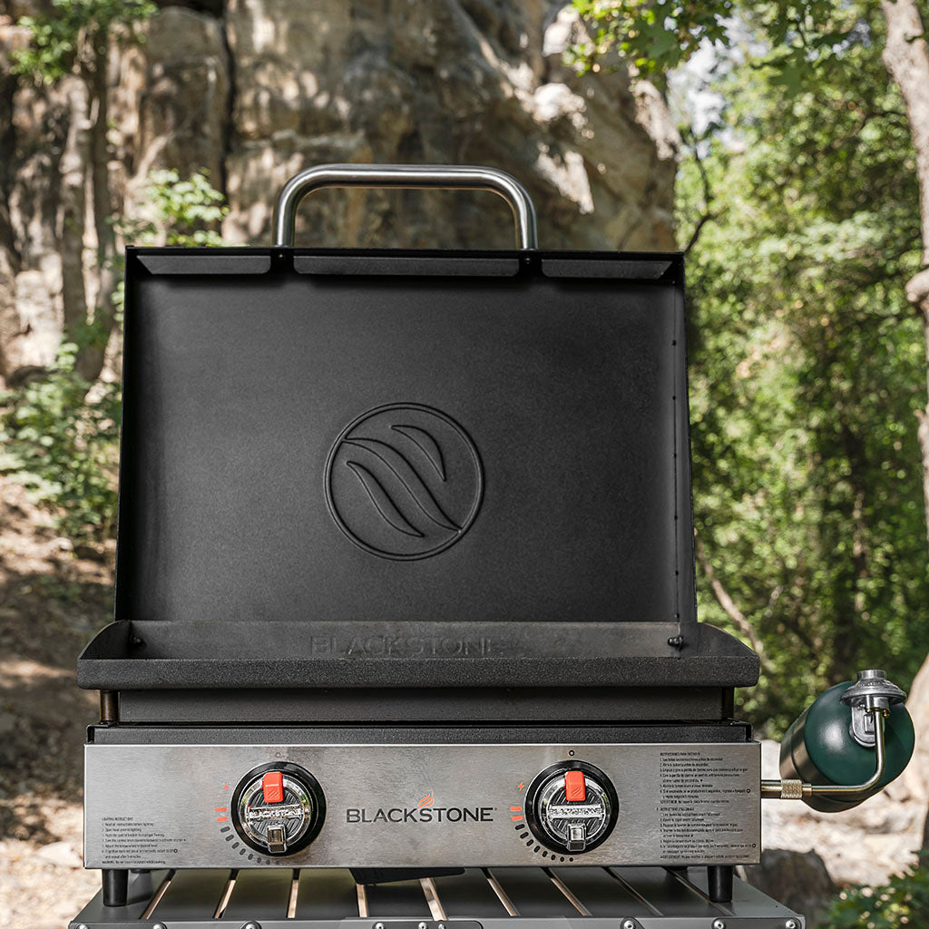 TheFoalyard Blackstone Original 22-inch Tabletop Griddle with Hood - portable BBQ outdoor cooking