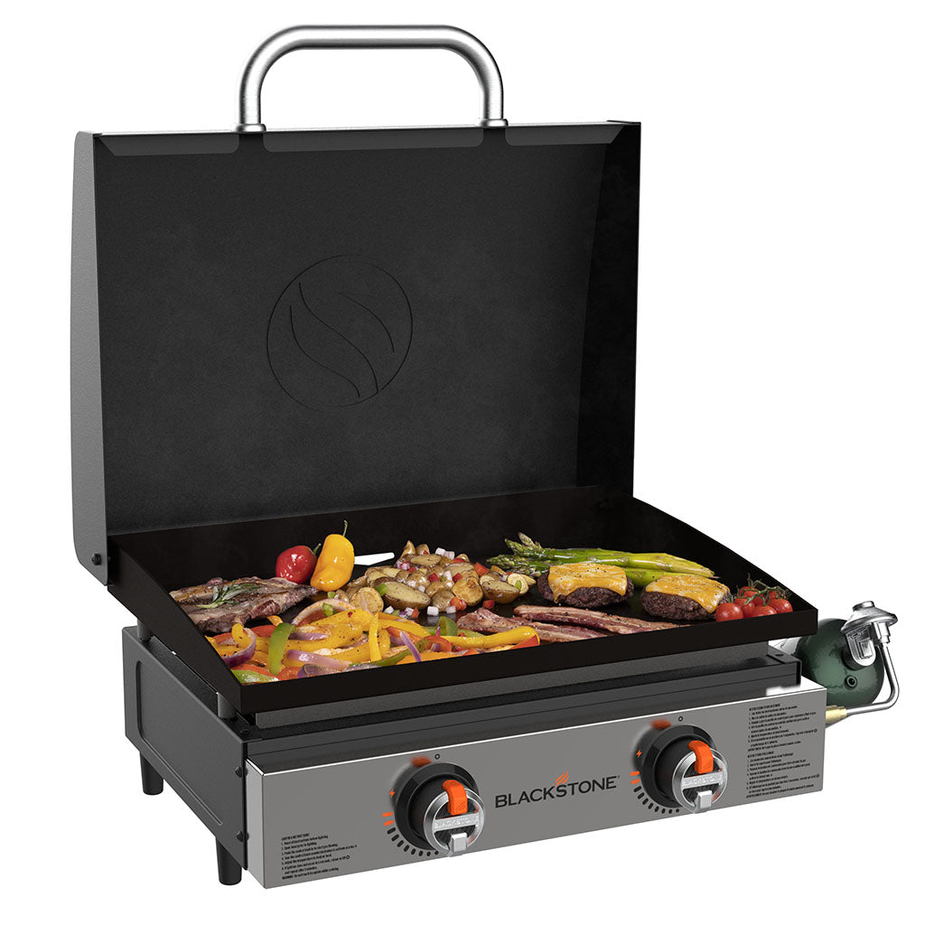 TheFoalyard Blackstone Original 22-inch Tabletop Griddle with Hood - portable barbecue outdoor cooking