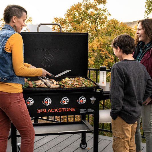 TheFoalyard Blackstone Original 36-inch Griddle with Hood and Folding Shelves - family barbecue cooking