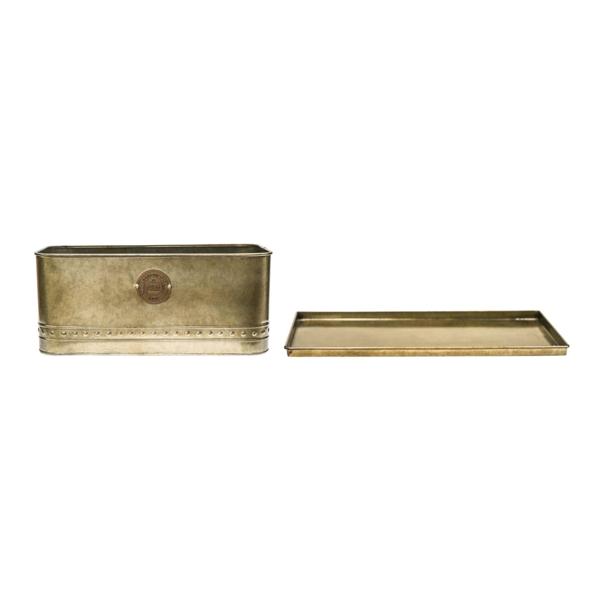 TheFoalyard Ivyline Kew Royal Botanic Gardens Aged Brass Regency Outdoor Trough 43cm tray