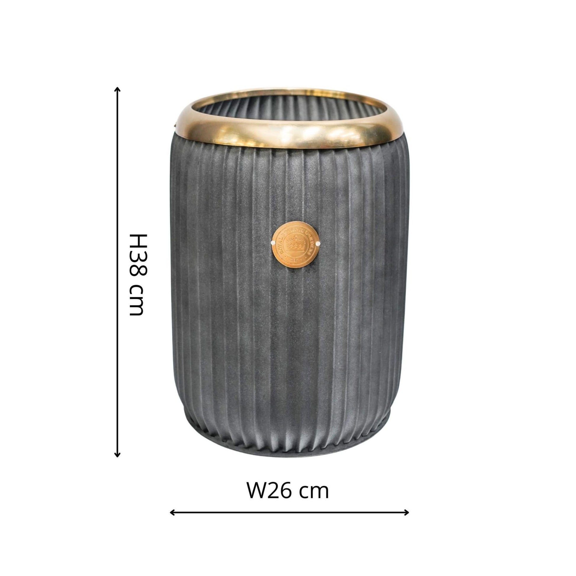 TheFoalyard Ivyline Kew Royal Botanic Gardens Round Antique Lead Richmond Planter simensions small