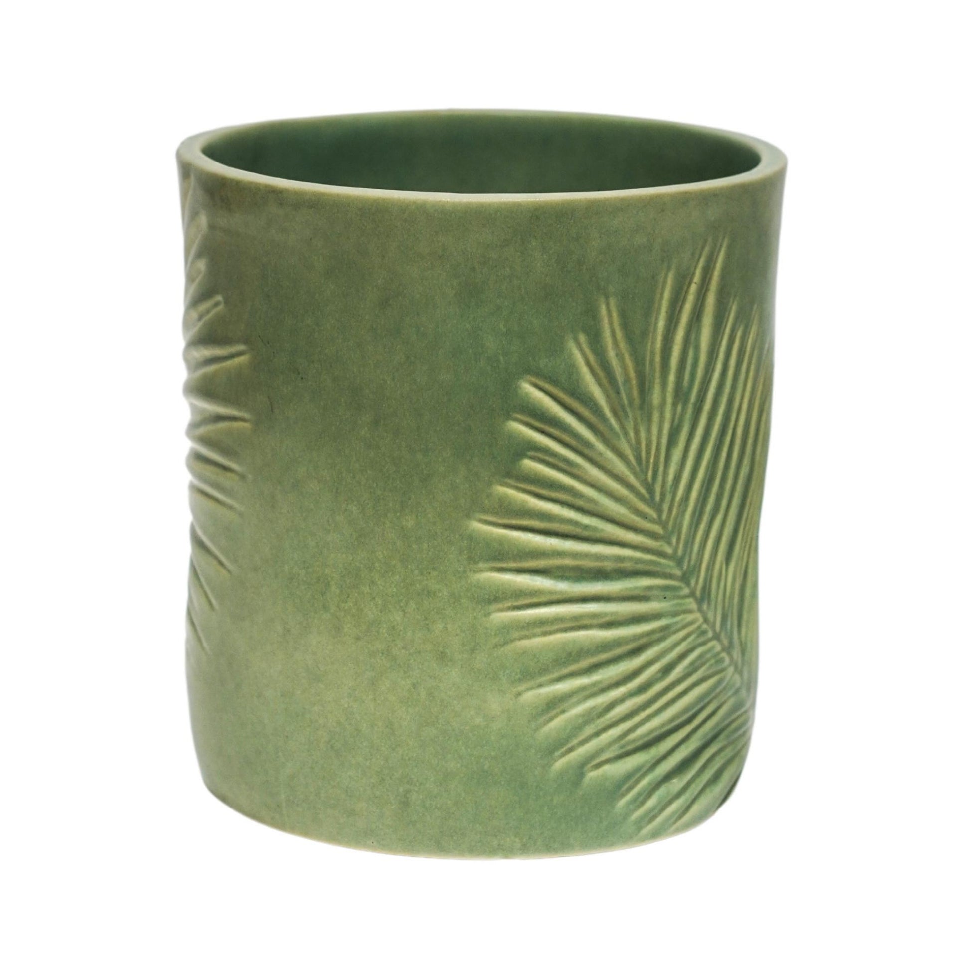 TheFoalyard Ivyline Kew Royal Botanic Gardens Stoneware Sago Palm Planter Olive 18cm single