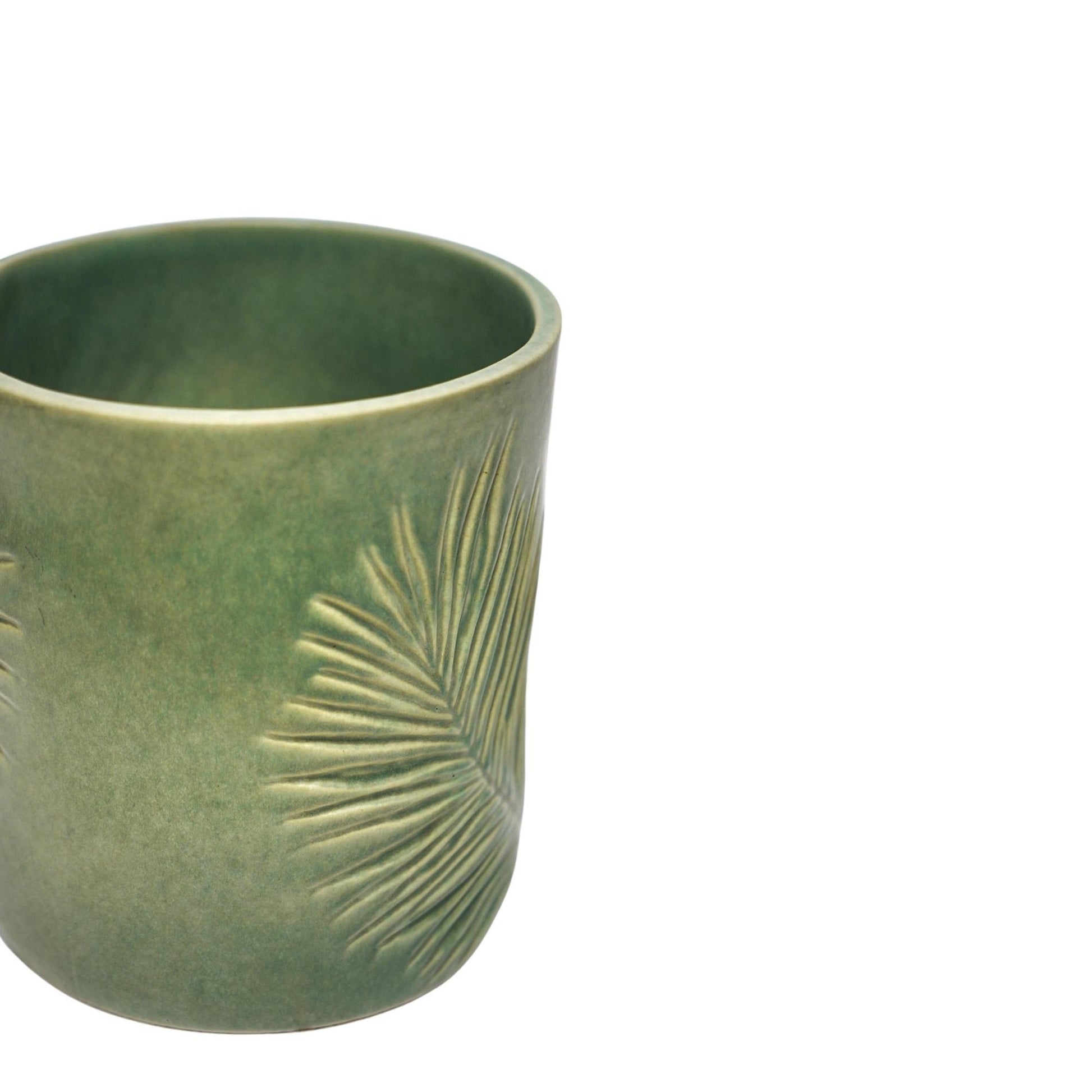 TheFoalyard Ivyline Kew Royal Botanic Gardens Stoneware Sago Palm Planter Olive 18cm single side
