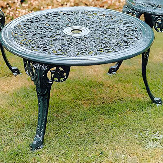 The Foalyard Jardine Leisure Aluminium Coalbrookdale Round 68cm Coffee Table Green