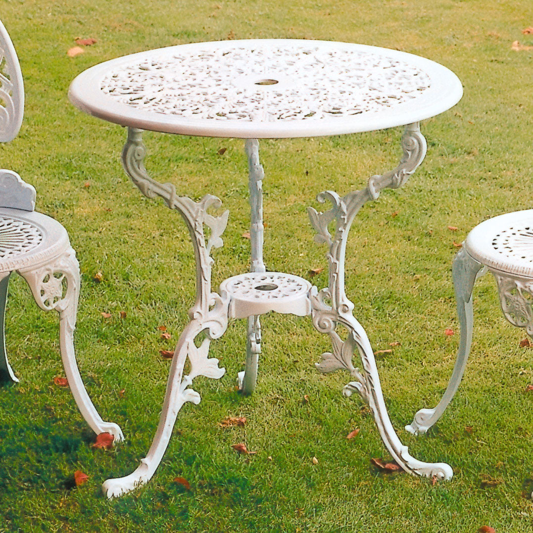 The Foalyard Jardine Leisure Aluminium Coalbrookdale Round 68cm Table White Patio