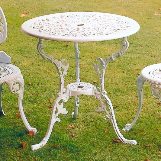 The Foalyard Jardine Leisure Aluminium Coalbrookdale Round 68cm Table White Patio