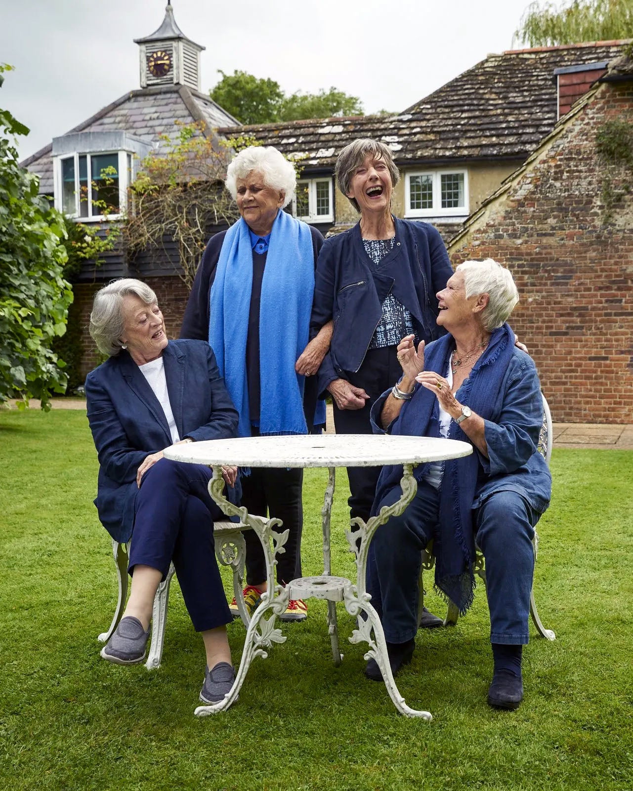 The Foalyard Jardine Leisure Aluminium Coalbrookdale Round 81cm Table and Chairs Set Garden White Tea with the Dames