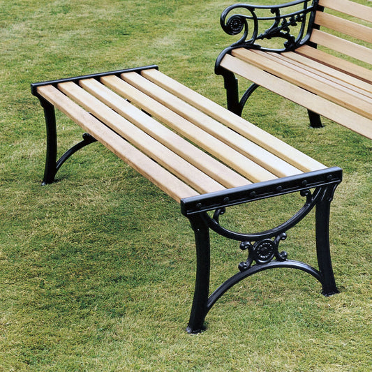 The Foalyard Jardine Leisure Aluminium Edwardian Coffee Table and Form Bench Wooden Slats