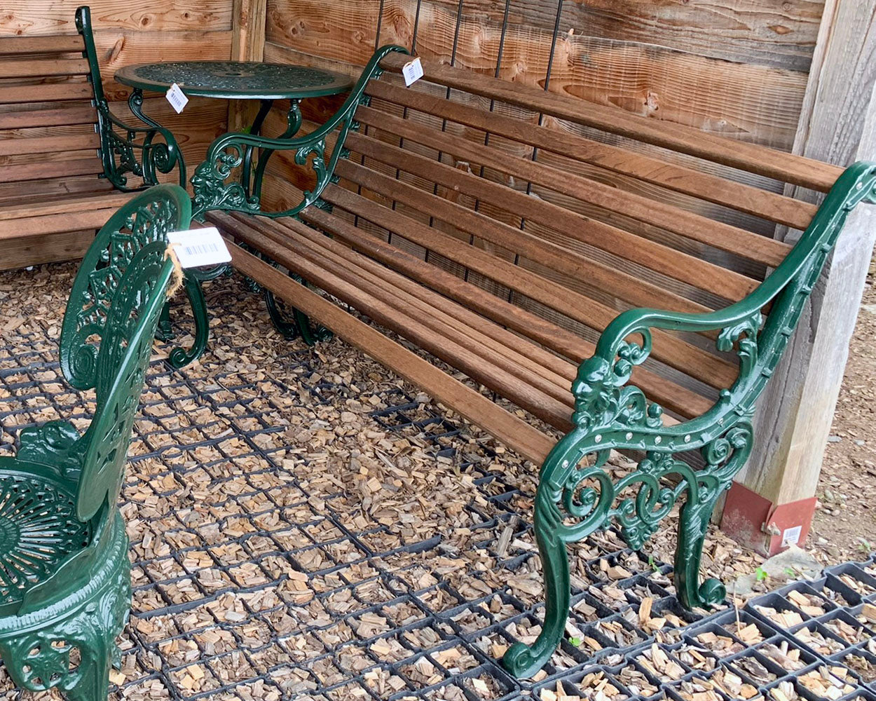 The Foalyard Jardine Leisure Aluminium Sandringham Bench 4ft 5ft Garden Green Wooden Slats