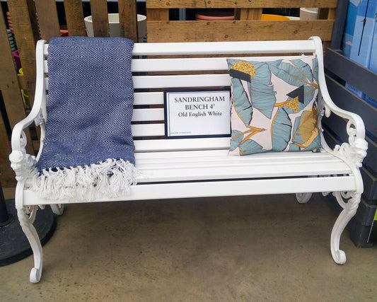 The Foalyard Jardine Leisure Aluminium Sandringham Bench 4ft Old English Garden White