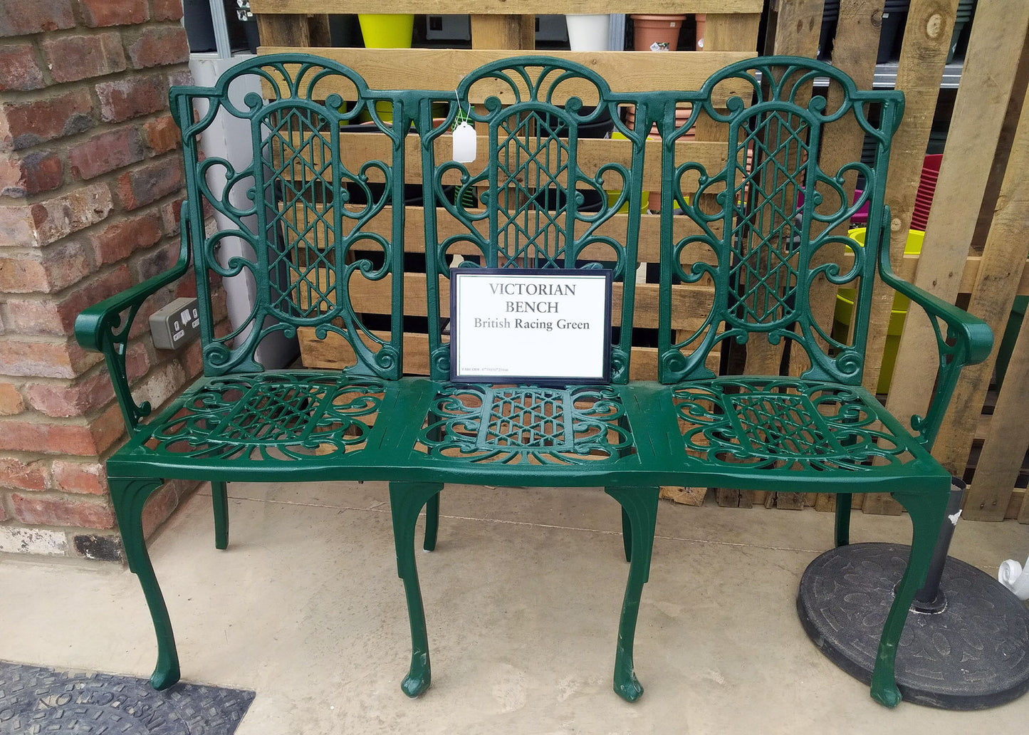 The Foalyard Jardine Leisure Aluminium Victorian Bench Three Seater British Racing Green
