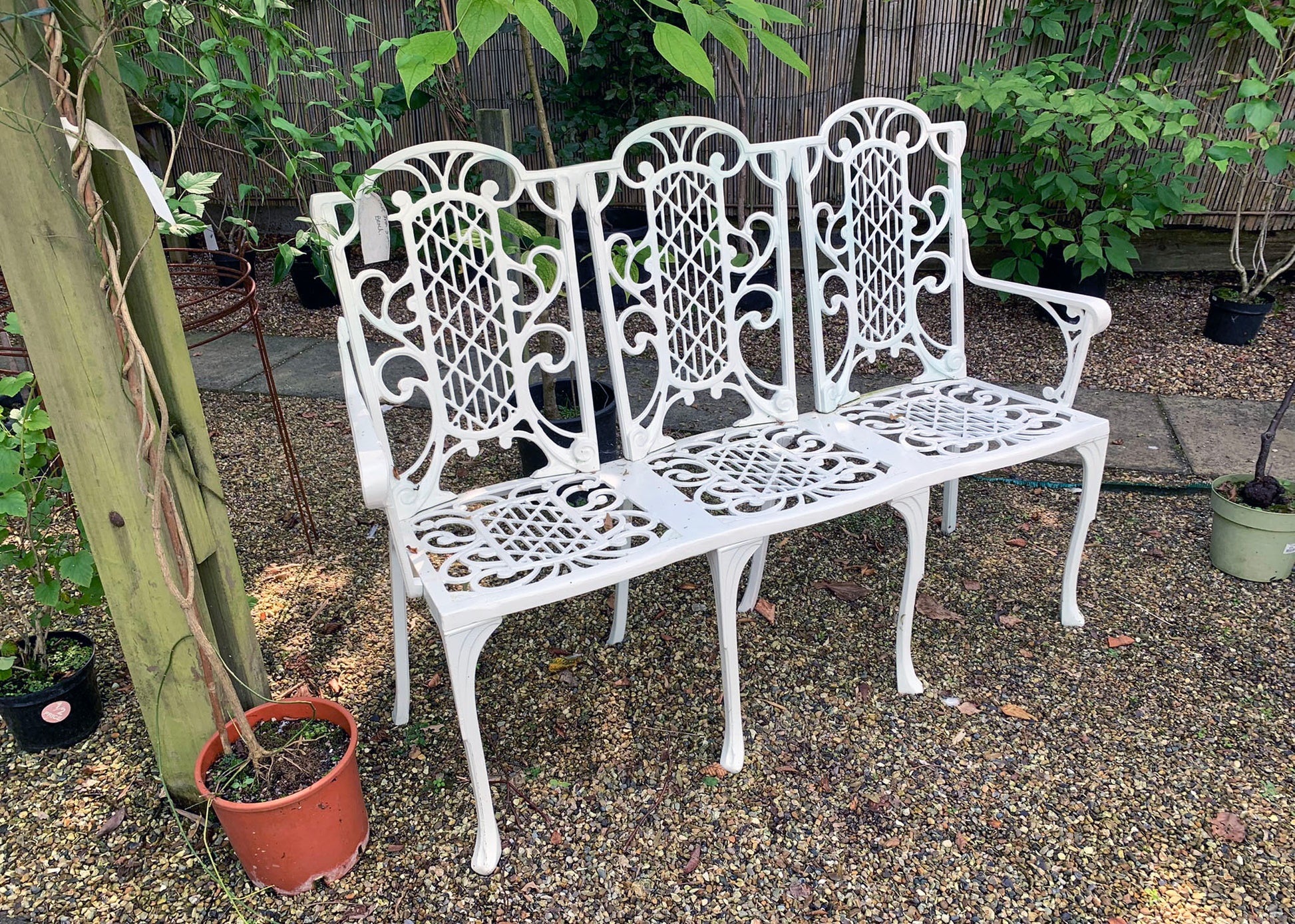 The Foalyard Jardine Leisure Aluminium Victorian Bench Three Seater Old English White Garden