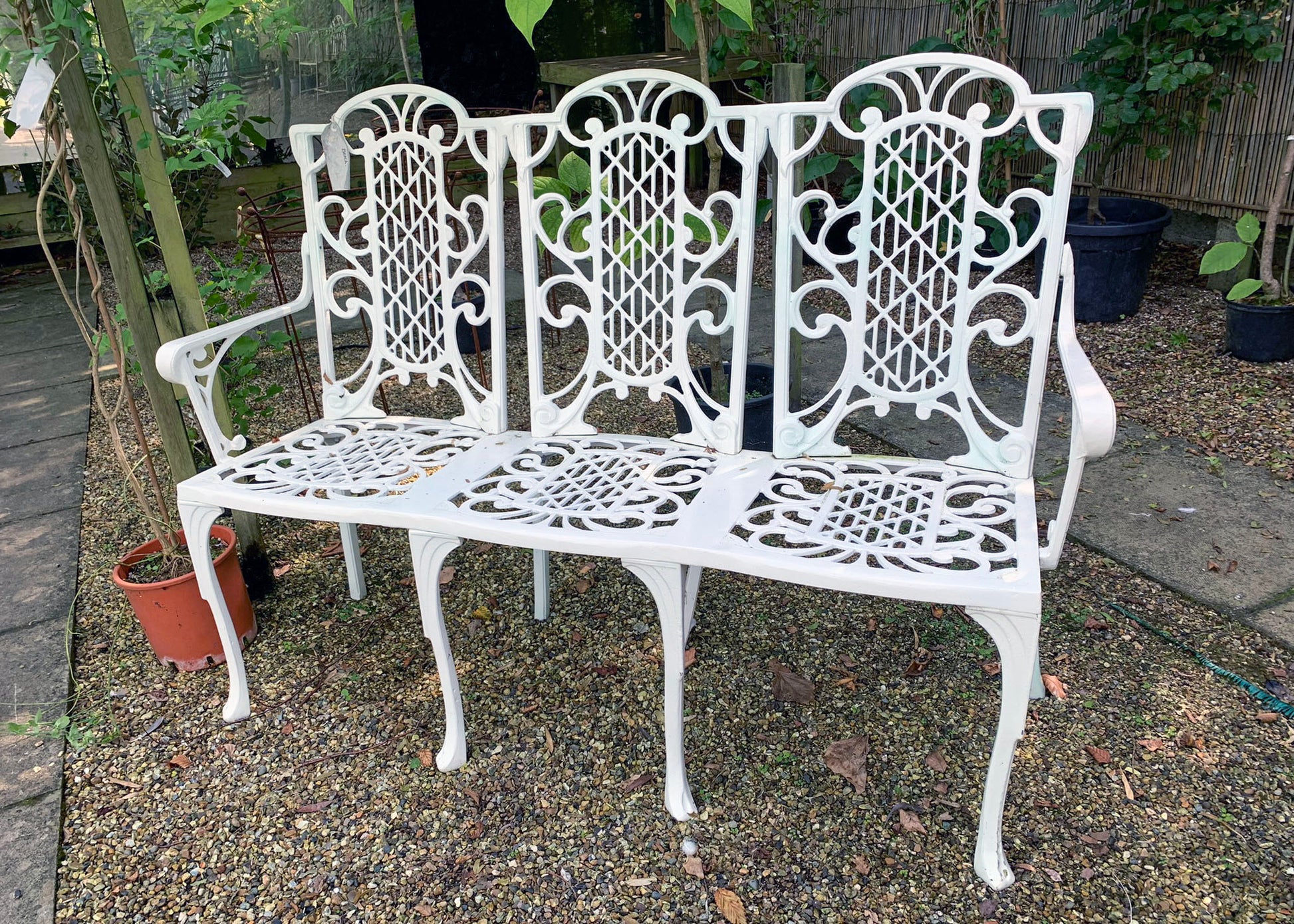 The Foalyard Jardine Leisure Aluminium Victorian Bench Three Seater White